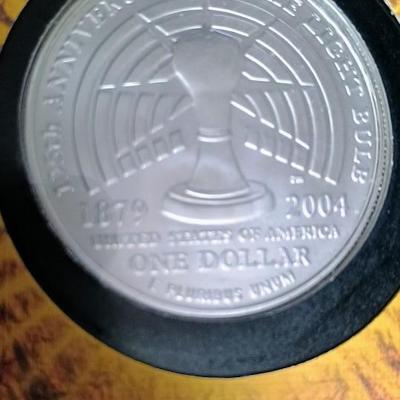 THOMAS EDISON SILVER DOLLAR & EYEWITNESS TO HISTORY COINS AND FIRST DAY ISSUE