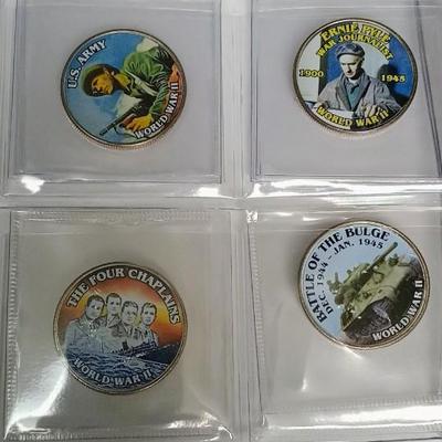 WWII COLORIZED KENNEDY HALF DOLLARS