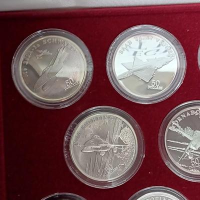 LEGENDARY JET FIGHTERS $50 DOLLAR SILVER COINS IN CASE