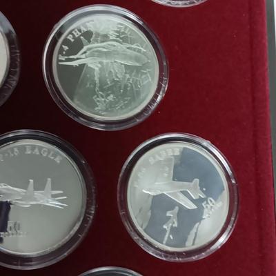 LEGENDARY JET FIGHTERS $50 DOLLAR SILVER COINS IN CASE