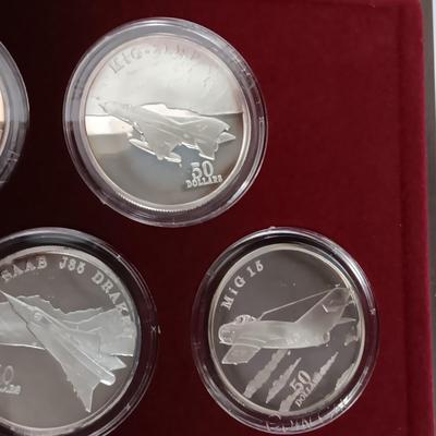 LEGENDARY JET FIGHTERS $50 DOLLAR SILVER COINS IN CASE