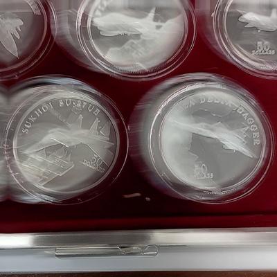 LEGENDARY JET FIGHTERS $50 DOLLAR SILVER COINS IN CASE