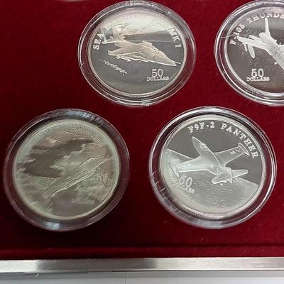 LEGENDARY JET FIGHTERS $50 DOLLAR SILVER COINS IN CASE