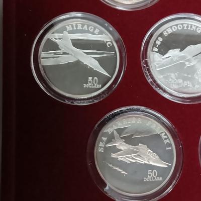LEGENDARY JET FIGHTERS $50 DOLLAR SILVER COINS IN CASE