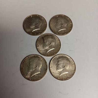 5 SILVER KENNEDY HALF DOLLARS