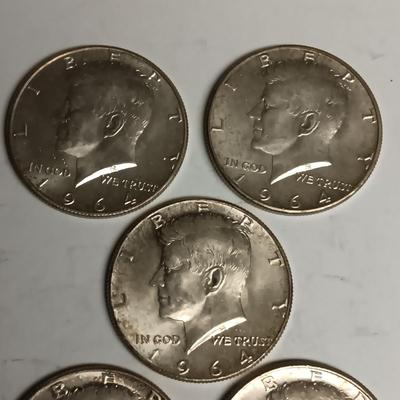 5 SILVER KENNEDY HALF DOLLARS