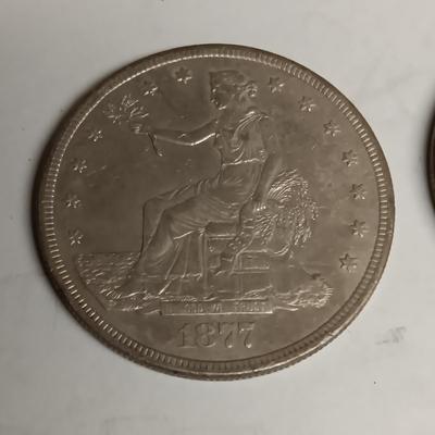 1877-S SILVER TRADE DOLLAR & 1900 MORGAN SILVER DOLLAR