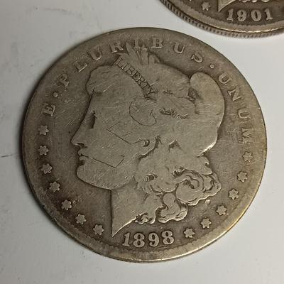 1897-O, 1898-S & 1901-S MORGAN SILVER DOLLARS
