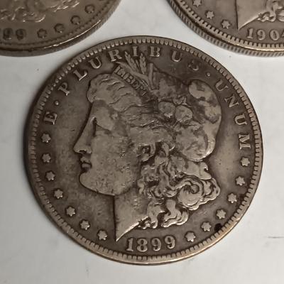 TWO 1899-S (1) & 1904 MORGAN SILVER DOLLARS