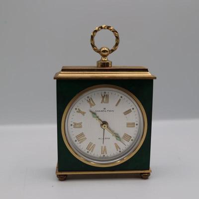 Vintage Hamilton Mini Brass Alarm Clock (See Details)