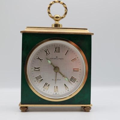 Vintage Hamilton Mini Brass Alarm Clock (See Details)