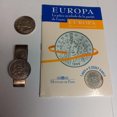 FOREIGN COINS AND MONEY CLIP