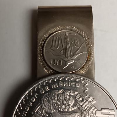 FOREIGN COINS AND MONEY CLIP