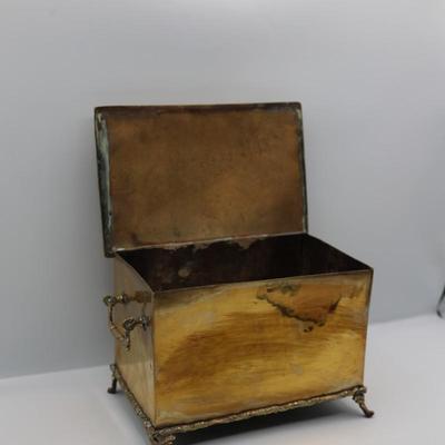Vintage Mid Century Brass Footed Box, Mexico