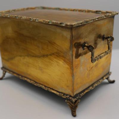 Vintage Mid Century Brass Footed Box, Mexico
