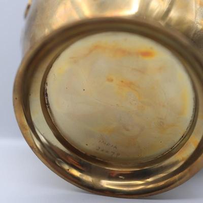 Vintage Large Brass Scalloped Pedestal Bowl, India