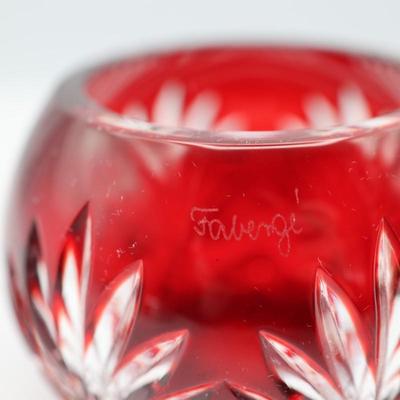 FABERGE Ruby Cut To Clear Crystal Candle Holder