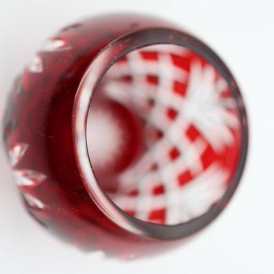 FABERGE Ruby Cut To Clear Crystal Candle Holder