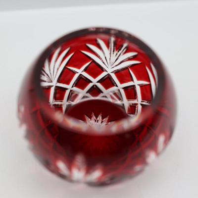 FABERGE Ruby Cut To Clear Crystal Candle Holder