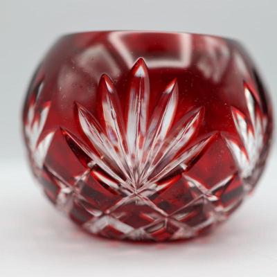 FABERGE Ruby Cut To Clear Crystal Candle Holder