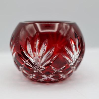 FABERGE Ruby Cut To Clear Crystal Candle Holder