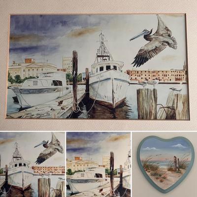 Ivey Hayes (NC Artist) Signed Painting & Signed Beach Scene (SR-RG)