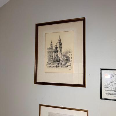 Magda Mader Pencil Signed Salzburg - Austria Framed Etching (SR-RG)