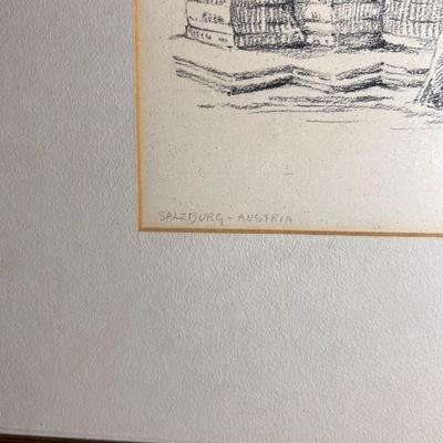 Magda Mader Pencil Signed Salzburg - Austria Framed Etching (SR-RG)