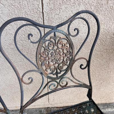 Wrought Iron Bistro Table W/Matching Folding Chairs (FY-RG)