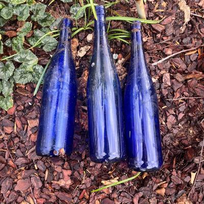 Blue Glass Bottles With Metal Tree (BY-MG)