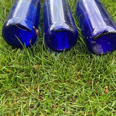 Blue Glass Bottles With Metal Tree (BY-MG)