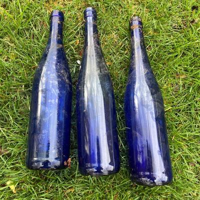 Blue Glass Bottles With Metal Tree (BY-MG)