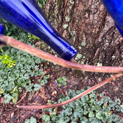 Blue Glass Bottles With Metal Tree (BY-MG)