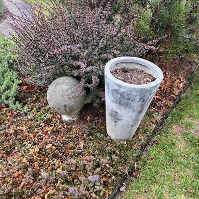Decorative Cement Sphere on a Base & Plant Pot (FY-RG)
