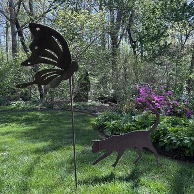 Butterfly & Cat Yard Art (BY-MG)