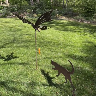Butterfly & Cat Yard Art (BY-MG)