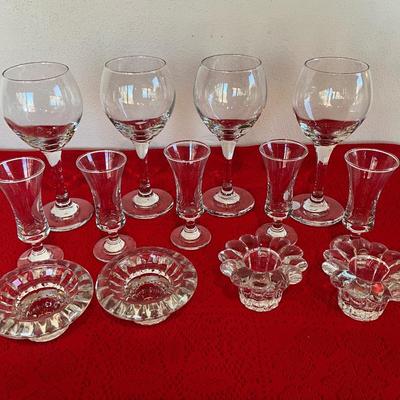 Wine Glasses, shot glasses, candle holders