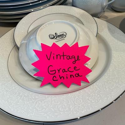 Vintage Grace China Set of 12 with Serving items