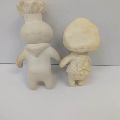 1971/1972 Vintage Pillsbury Dough Boy & Dough Girl Poppin' Fresh Vinyl Figure Swivel Head