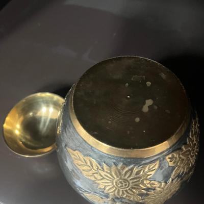 Enameled Brass Ginger Jar with Brass Vase & Box (LR-MG)