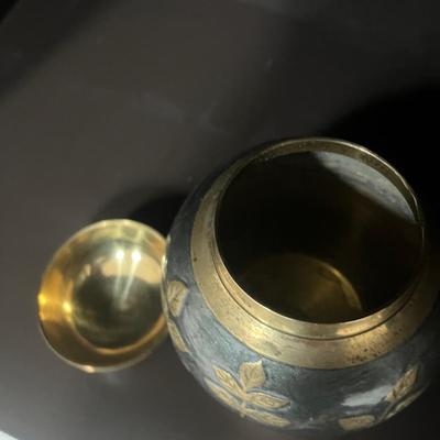 Enameled Brass Ginger Jar with Brass Vase & Box (LR-MG)