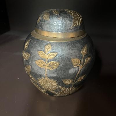 Enameled Brass Ginger Jar with Brass Vase & Box (LR-MG)