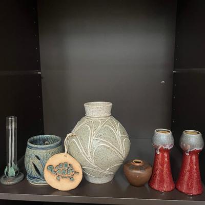 Conant Custom Brass Vase, Signed Pottery, & More (LR-MG)