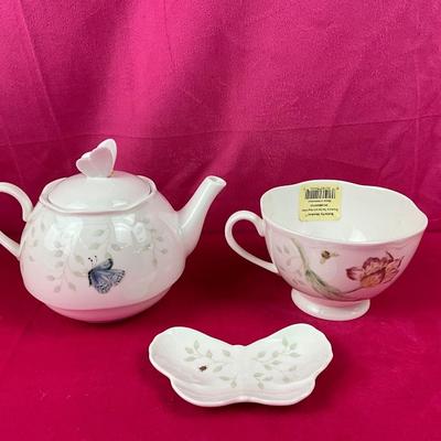 Lot B 550 Lenox Butterfly Meadow Stackable Tea Set NEW