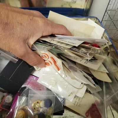 Cabinet of Fabric, Wiss Shears, Buttons and More (L-KD)