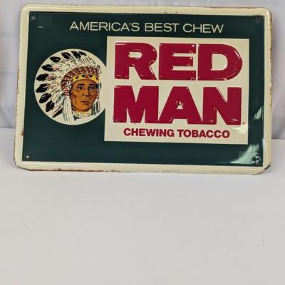 America's Best Chew Red Man Chewing Tobacco Metal Sign Approx 18" x 12"