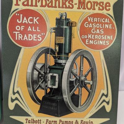 John Deere Model "A" Tractor Tray & Fairbanks Morse Jack-Of-All-Trades Gas Engine Sign