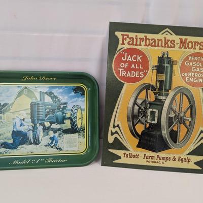 John Deere Model "A" Tractor Tray & Fairbanks Morse Jack-Of-All-Trades Gas Engine Sign