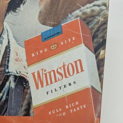 Vintage 1981 R.J. Reynolds Tobacco Raised Letters Winston Cigarettes Metal Sign Approx 21 1/2" x 17 1/2"