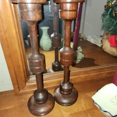 Wooden candlestick holders